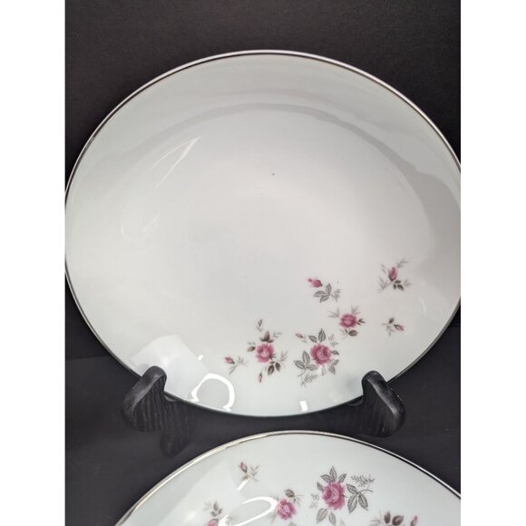 Noritake 6512 Garnet Rose Platinum Trim 7 1/4 Inch Bowl Set of 4 - Picture 4 of 10